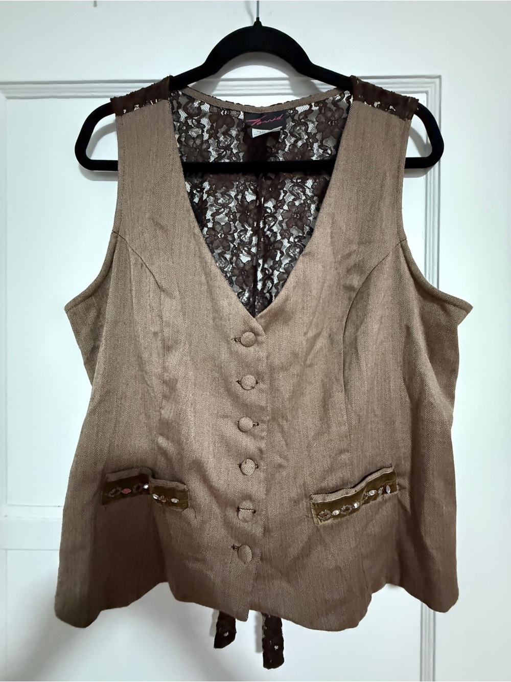 vintage Tortid Sleeveless Brown Vest  Button Front Women's Top Sz 2